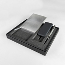 Набор подарочный SILVER: бизнес-блокнот, ручка и power bank в коробке с ложементом