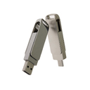 USB 2.0- флешка на 16 Гб с поворотным механизмом и дополнительным разъемом Type-C
