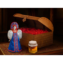 Подарочный набор: кукла фарфоровая, мёд с гецким орехом