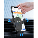 Автомобильное беспроводное (10W) зарядное устройство "Clamp SOFTTOUCH" с подсветкой логотипа, покрытие soft touch