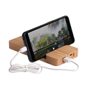 Беспроводное (10W) зарядное устройство "Bamboo Power" 5000 mAh с подставкой под смартфон, бамбук