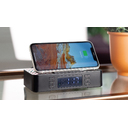 Настольные часы "Smart Box" с bluetooth колонкой (2х3Вт), беспроводным (15W) зарядным устройством и складной подставкой под смартфон