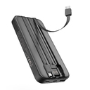 Зарядное устройство "Форт" 10000 mAh с подсветкой логотипа, встроенными кабелями и цифровым индикатором заряда