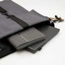 Шоппер Superbag Companion, с тремя отделениями, боковым креплением (карабин) и карманом (серый с черным)