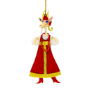 Ёлочная игрушка Коза в сарафане (красный с белым)