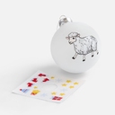 Елочный шар «Овечка со стикерами», 10 см, матовый белый