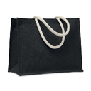 Jute bag with cotton handle черный