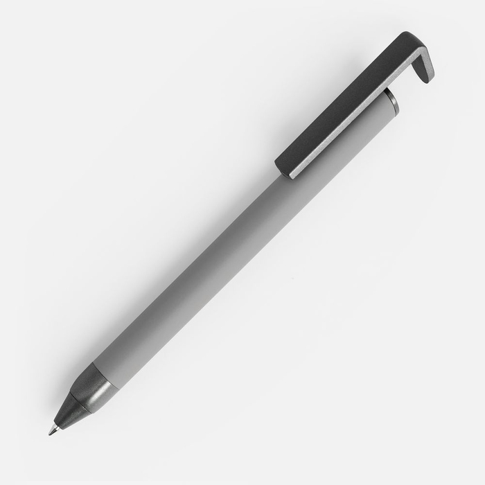 Ручка шариковая Standic с подставкой для телефона, серая