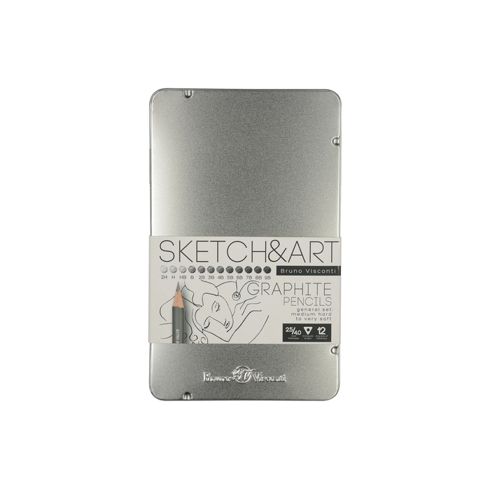 Набор из 12 чернографитовых карандашей «Sketch & Art» 2Н - 9В