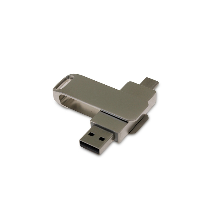 USB 3.0- флешка на 16 Гб с поворотным механизмом и дополнительным разъемом Type-C