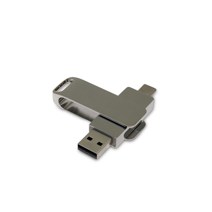 USB 3.0- флешка на 32 Гб с поворотным механизмом и дополнительным разъемом Type-C