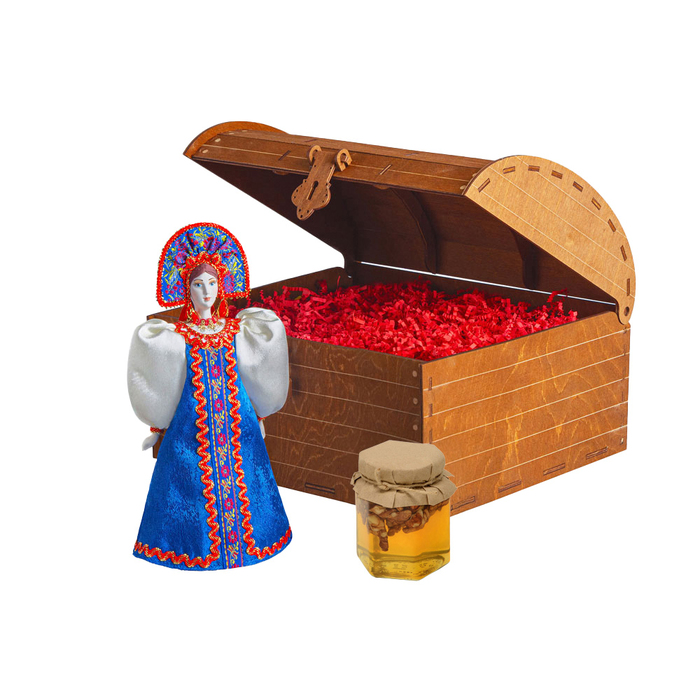 Подарочный набор: кукла фарфоровая, мёд с гецким орехом