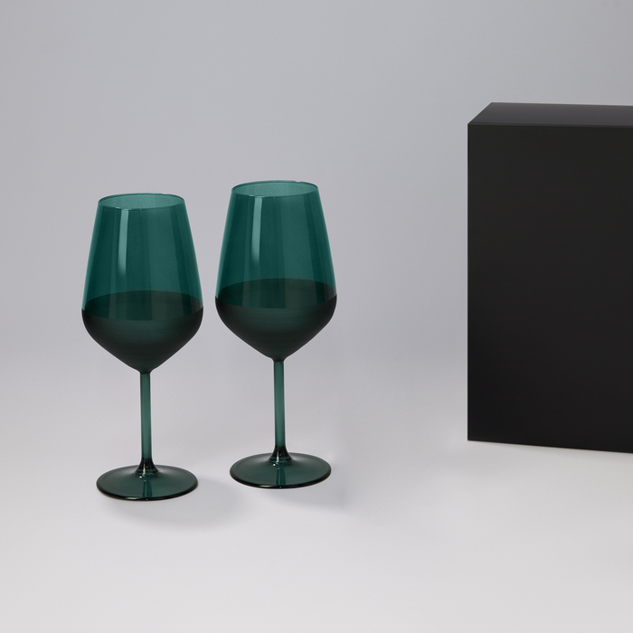 Подарочный набор 2 бокала для вина Эмеральд (Emerald) в черной коробке