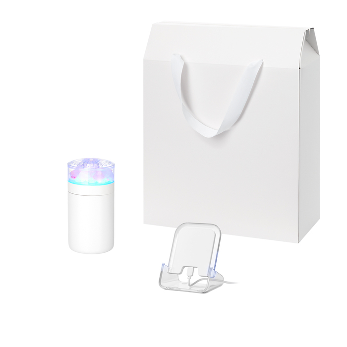 Подарочный набор Кристалл, Глосс НЕО (Crystal, Gloss NEO), белый (увлажнитель воздуха, зарядное устройство)