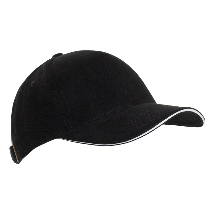 Бейсболка с кантом STAN 5 клиньев хлопок 280, 11K, Чёрный,  (20)  (56-58/ONE SIZE)