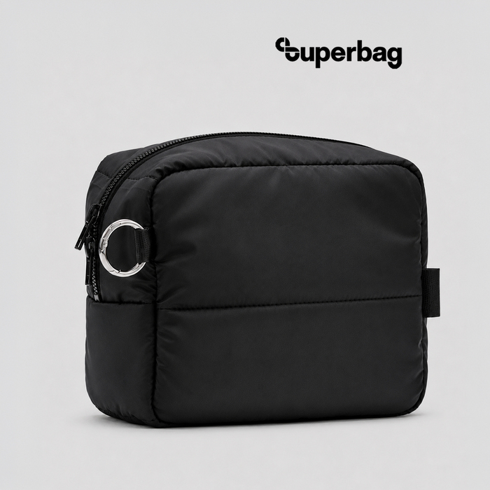 Несессер Superbag Bubble, стёганый, на молнии, с креплением на кольцо-карабин (черный)