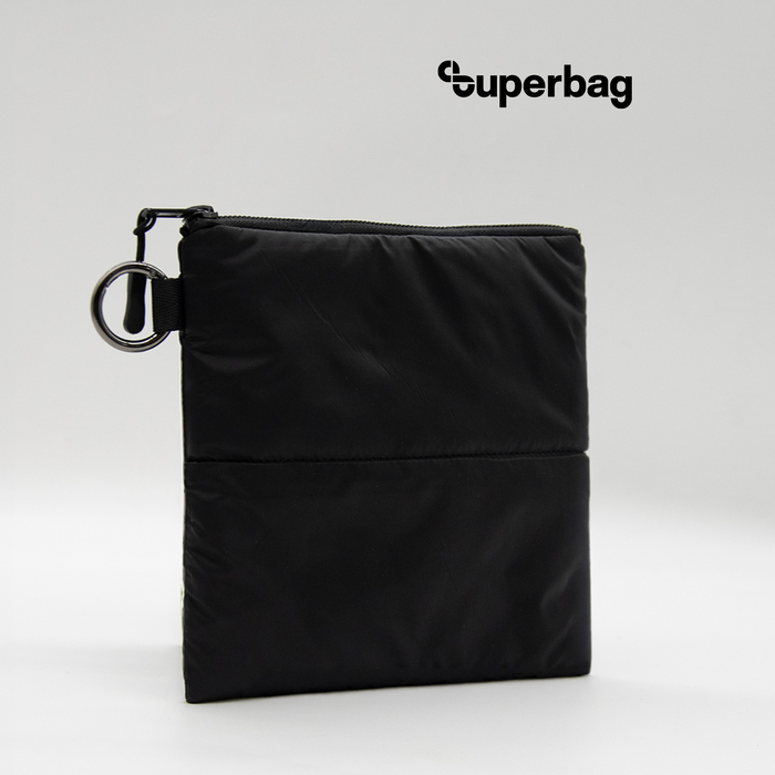 Органайзер для мелочей Superbag Bubble, стёганый, на молнии, с креплением на кольцо-карабин (черный)